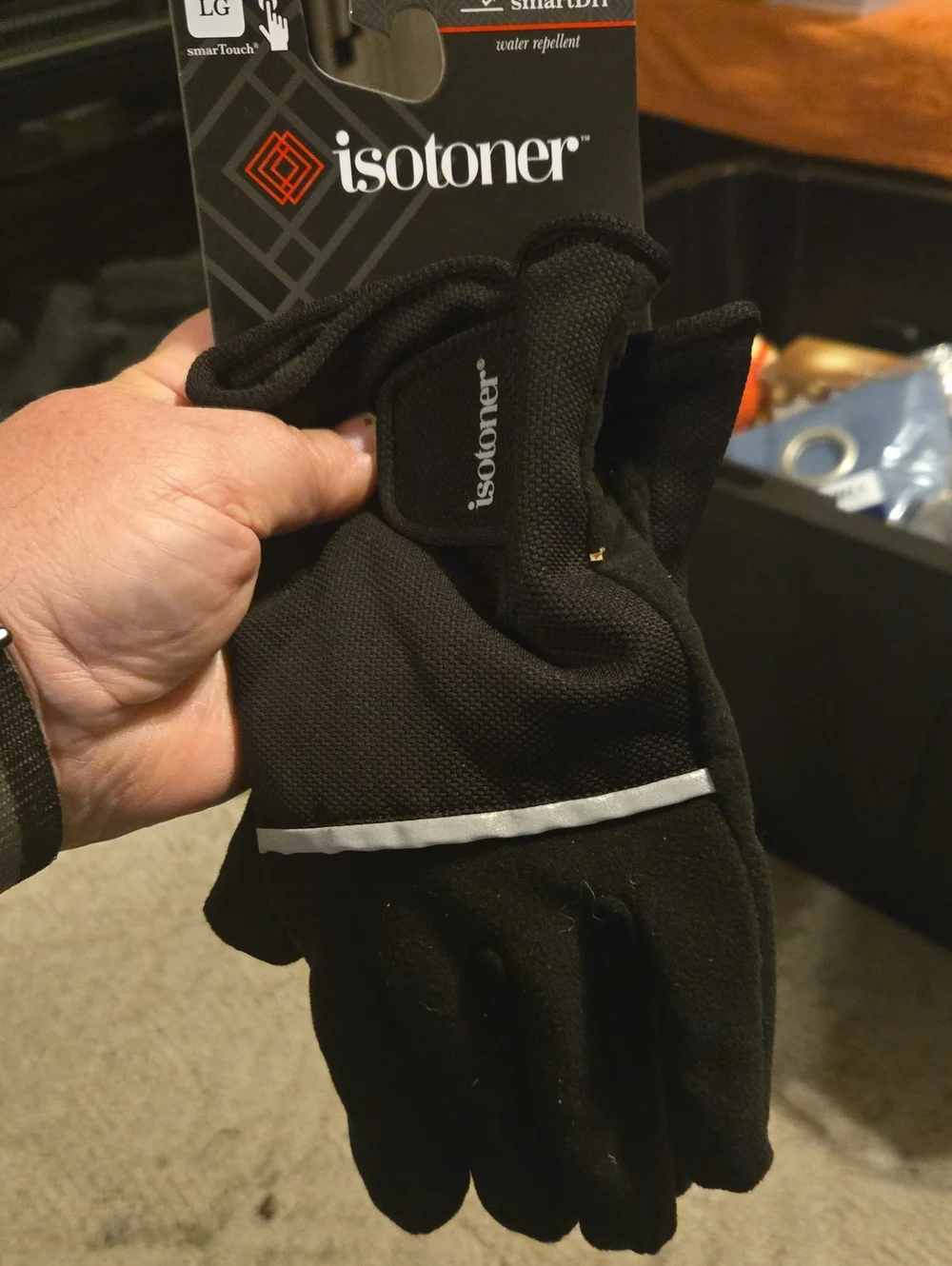 isotoner Black Reflective-Strip SmartTouch Gloves